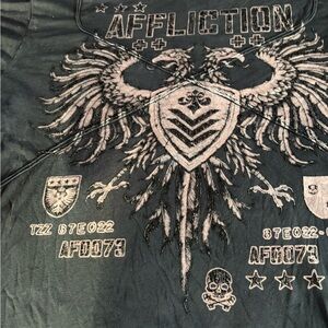 Affliction Black Tee with Flag Detail